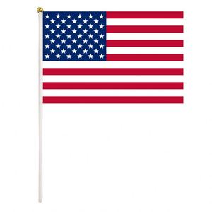 Drapeau américain 10*15cm à manivelle, personnalisé en polyester, pour agiter à la main, avec techniques d'impression numérique - Product Image 5