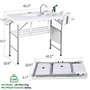 <span class=keywords><strong>Mesa</strong></span> <span class=keywords><strong>Plegable</strong></span> para Limpieza y Fileteado de Pescado para Acampar al Aire Libre, con Grifo y Manguera de Drenaje - Product Image 3