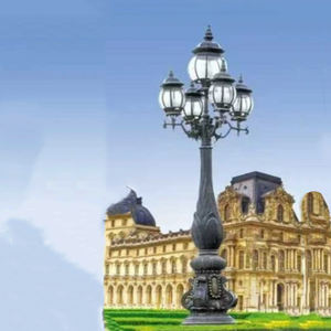 Lampes de jardin européennes décoratives en <span class=keywords><strong>fer</strong></span> forgé rétro, lampadaire, décoration, zones piétonnes, lanterne sur poteau - Product Image 4