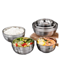 Bol à double récipient alimentaire en acier inoxydable pratique de haute qualité bol à salade en métal poli pour les enfants