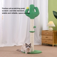 Vente en gros usine : Arbre à chat durable en forme de cactus en fausse fourrure, avec poteau à gratter, jouet boule en peluche et structure d'escalade
