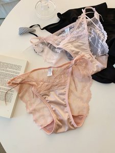 Slip perizoma sexy da donna in pizzo con fiocco, sottile, trasparente, traspirante, in poliammide e cotone, leggero, seducente, a vita bassa - Product Image 6