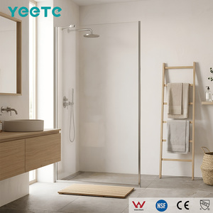 ประตูบานเลื่อนห้องอาบน้ำ YEETE สีนิกเกิลขัดเงา กระจกนิรภัยเทมเปอร์ 8 มม. สำหรับโครงการโรงแรม ตกแต่งภายในโรงแรม - Product Image 1