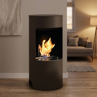 Cheminée à éthanol autoportante en acier de conception française pour usage en villa, modèle sur pied, taille personnalisée, chauffage et décoration