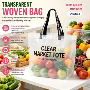 Sac tissé transparent, sac de courses transparent, respirant, pour fruits et légumes, réutilisable, écologique, pour le marché - Product Image 1