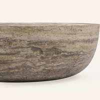 Table basse ronde en marbre travertin naturel de luxe Kumusi, mobilier moderne pour la maison, table centrale
