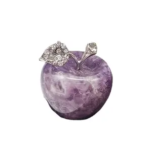 Natural High Quality Rose Quartz Crystal Rhinestone Apple For Home Decoration