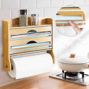 Distributeur de <span class=keywords><strong>papier</strong></span> d'emballage 4 en 1 Coupeur et étiquettes Porte-épices Organisateur de <span class=keywords><strong>papier</strong></span> essuie-tout en plastique Distributeur de <span class=keywords><strong>papier</strong></span> d'<span class=keywords><strong>aluminium</strong></span> et de <span class=keywords><strong>papier</strong></span> ciré - Product Image 4