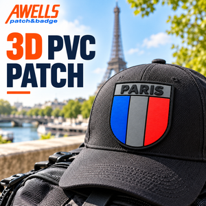 Patch PVC personnalisé AWELLS, motif drapeau tricolore français et logo de la ville de <span class=keywords><strong>Paris</strong></span>, fixation auto-agrippante pour vestes, casquettes et sacs - Product Image 6