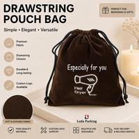 Grand sac de rangement en velours noir pour extensions capillaires, pochette d'emballage pour perruques avec logo personnalisé, sac à double cordon pour mèches de cheveux vierges