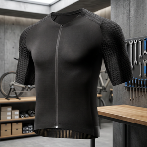 Maillot de cyclisme personnalisé en polyester/spandex pour homme, manches courtes, respirant, pour vélo de route, avec logo par transfert thermique – Vente en gros - Product Image 3