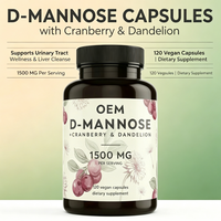 Vente en gros OEM D-Mannose 120 capsules végétaliennes 1500mg Canneberge Pissenlit Fournisseur Marque Privée