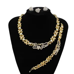 XOXO Gold Jewelry Sets Crystal Necklace Earrings Fashion Bridal Jewelry Sets Nigerian woman accessories Jewelry Set