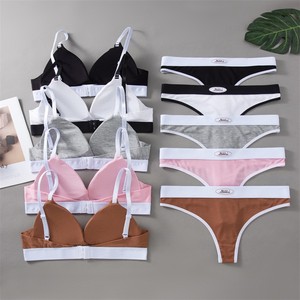 Nuovo reggiseno sportivo con Logo reggiseno senza cinturino traspirante ricamato e <span class=keywords><strong>mutandine</strong></span> perizoma stile sportivo per adulti piccolo <span class=keywords><strong>Push</strong></span>-<span class=keywords><strong>Up</strong></span> Top - Product Image 3