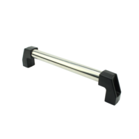 Poignée de tirage en tube rond en acier inoxydable noir avec support pour armoire de cuisine, tiroir, porte coulissante et mobilier