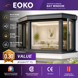 Fenêtre à <span class=keywords><strong>baie</strong></span> en aluminium certifiée NFRC EOKO, résistante aux ouragans, avec grilles, joint d'étanchéité, pour balcon, fenêtre à <span class=keywords><strong>baie</strong></span> pour maison - Product Image 2