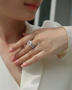 Ensemble de mariage en moissanite taille ronde, couleur D, VVS1, pierres de laboratoire, <span class=keywords><strong>argent</strong></span> sterling S925, plaqué or 18 carats, or rose, or blanc - Product Image 6