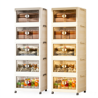 Armoire de rangement pliable en plastique Transparent Double porte multicouche avec roues PP armoire vêtements organisateur sans BPA