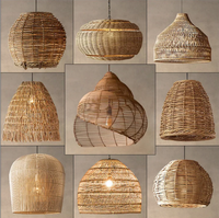 Lampe suspendue en corde tissée de chanvre naturel de Style rustique fait à la main écologique fabriqué à la main en rotin en osier pour Restaurant
