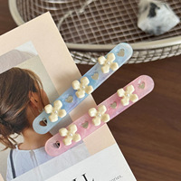 Pince à cheveux en acétate en forme de cœur avec fleurs fraîches, design rétro élégant à étoiles latérales, pour franges droites, accessoires capillaires