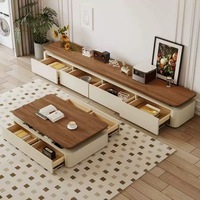 Ensemble de meubles de salon personnalisés - Meuble TV moderne en bois, table basse et canapé en tissu