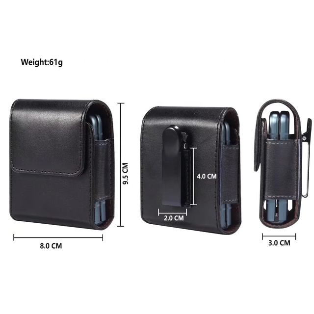 Universal Genuine Leather Phone Pouch for Samsung Z Flip 7 FE & 6 & 5 4 & 3 5G 2 Belt Clip Holster Phone Case Waist Bag