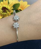 Gelang Bunga Mewah Wanita Grosir, Perak Murni 925 Berhiaskan CZ, Sederhana dan Imut, Hadiah untuk Sahabat dan Pacar Terbaik