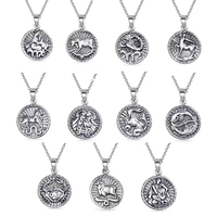 Bijoux en argent sterling Offre Spéciale 925 Collier pendentif astrologie oxydée Horoscope Zodiac Design
