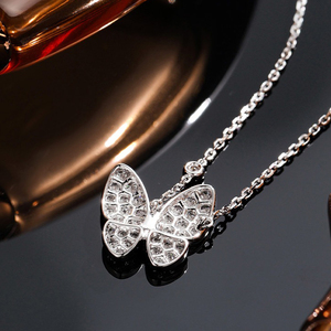 SGARIT custom Full Pavé Diamond Butterfly lab grown diamond Pendant Necklace 18k gold with Marquise-Cut Center <b>Stone</b> for wlab - Product Image 6