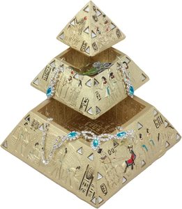 Las pirámides doradas egipcias se pueden apilar con una escultura de joyero, pictografía egipcia antigua y decoración de pirámide de espejo - Product Image 2
