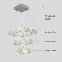 Lustres et suspensions pour la maison, le salon, la salle à manger, l'hôtel, décoration de plafond, hauteur réglable, cristal carré
