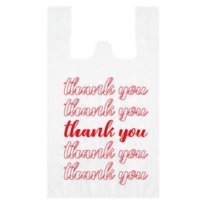 ถุงเสื้อยืดพิมพ์ลายตามสั่งลดราคาพิเศษ ขายส่งถุงหิ้วพลาสติก HDPE สำหรับใส่สินค้าพร้อมโลโก้ สำหรับซูเปอร์มาร์เก็ตและร้านค้าปลีก - Product Image 1