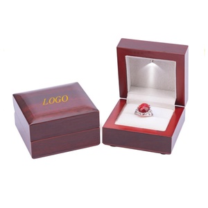 Wholesale Customized Embossed Logo MeiMan Brand Model JH155 Mahogany Wooden Rectangle Jewelry Packaging <b>Box</b> <b>LED</b> <b>Light</b> Square - Product Image 4