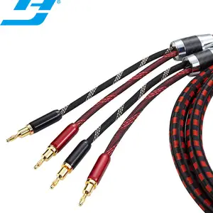 Kabel Speaker Hifi Bebas Oksigen Untai Tembaga Kabel Speaker OFC dengan Colokan Pisang Karbon Berlapis Emas 24K