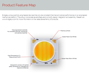 Bridgelux BXRV-TR-2765G-20A0-A-23 Éclairage LED Puce COB Blanc chaud Blanc froid 2700K 6500K Ra90 129lm/W Angle de vision de 120° - Product Image 3