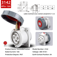 Prise et fiche industrielles IP67 IEC 4 broches 32A 6h 380V étanches PA/ABS avec contacts en cuivre, norme européenne