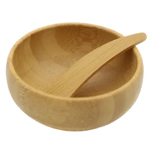 Set mangkuk dan sendok bambu ramah lingkungan untuk perawatan kulit