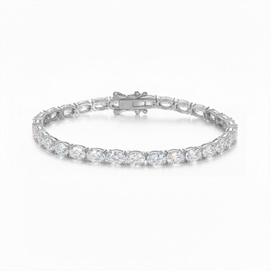 Women's 925 Sterling Silver Tennis <b>Bracelet</b> With Round Moissanite Stones Channel Setting Classic Everyday Wear Jewelry - Product Image 1