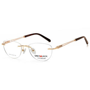 Monturas de Gafas Ovaladas sin Aro Gris Jack SF9015, Minimalistas, Metálicas, Planas, Cómodas, Unisex para Adultos - Product Image 1