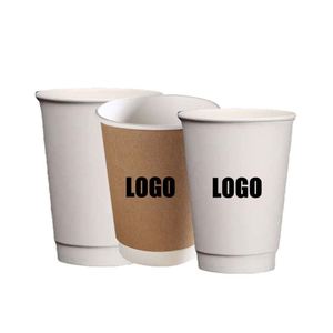Vasos de Papel Kraft de Doble Pared con Tapa, Ecológicos, con Logotipo Impreso Personalizado, de 10oz, 12oz y 16oz, para Café, Bebidas Calientes y Té - Product Image 2