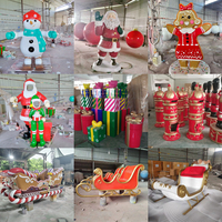 Ensemble de boules de Noël géantes en fibre de verre pour extérieur, grandes décorations festives commerciales en forme de canne à sucre pour aménagement paysager