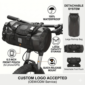 Bolsa de Manillar de Bicicleta Grande con Logotipo Personalizado, Bolsa de Almacenamiento Delantera de 6.5 Pulgadas, Solución de Almacenamiento Impermeable para Bicicleta - Product Image 1