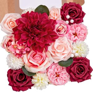 Decorazioni per Matrimoni all'Ingrosso, Accessori per Esterni, Scatola Regalo Fai-da-Te, <span class=keywords><strong>Fiori</strong></span> Artificiali Misti, Rose e Gypsophila - Product Image 2