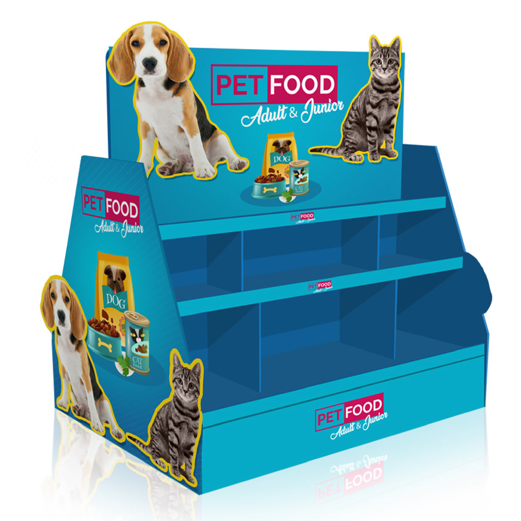 Supermarket Cardboard Pet Snack Cardboard Pallet Pop Display Rack for Pet Cat Dog