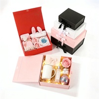 Boîtes rigides à fermeture magnétique rose clair, grand format, avec gaufrage, emballage cadeau de luxe écologique pour cartes et rubans – Vente chaude