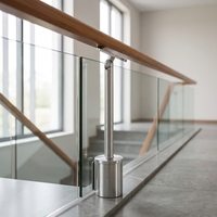 Edelstahl Exzenter-Gebogene Glasgeländerhalterung Verstellbare Handlaufstütze für Treppen und Balkone