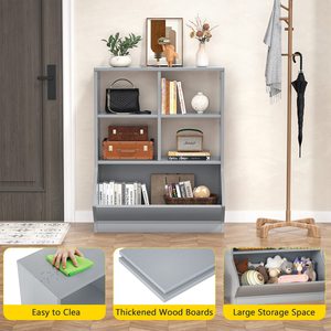 Étagères murales modernes en bois massif pour salon, chambre à coucher, bibliothèque, bibliothèque à 5 compartiments, bibliothèque multifonctionnelle en bois, armoire de <span class=keywords><strong>rangement</strong></span> pour jouets - Product Image 3