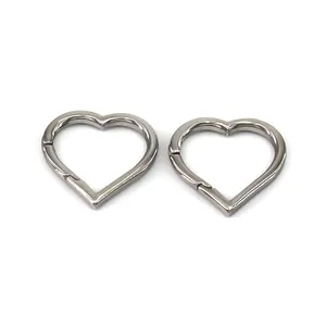 Oedema Heart Shape Craft Ring Buckles Silver Trigger Spring Keyring Buckle Zinc Alloy Clasps Hooks Snap Buckles