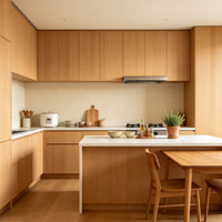 Armoires de cuisine en contreplaqué sur mesure HNSJ, style moderne et luxueux - Écologiques, OEM/ODM disponibles, personnalisation complète de la maison