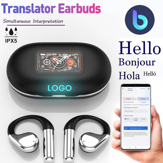 OWS Intelligent Touch Screen LCD In-Ear Wireless Earphones with Active Noise Cancellation (ANC) LED Display & IPX-5 Waterproof